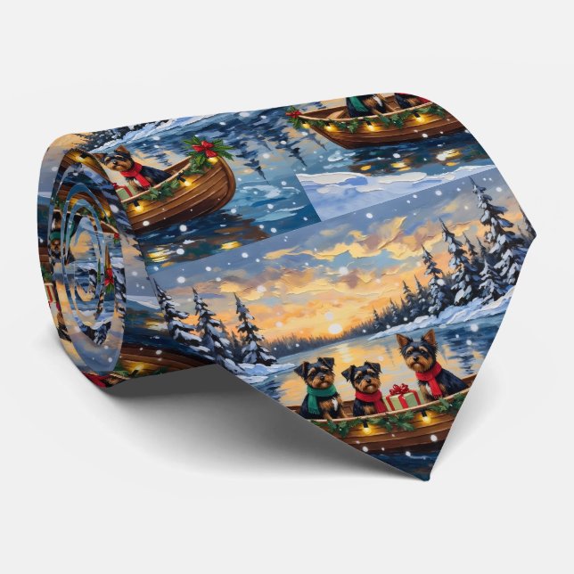 Affenpinscher Dog Christmas Boat Holiday Krawatte (Gerollt)