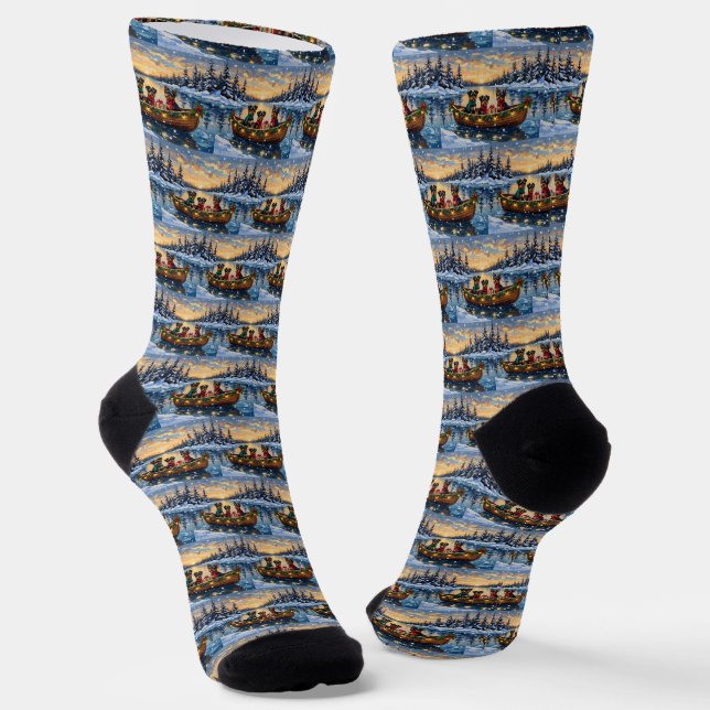 Affenpinscher Dog Christmas Boat Holiday Socken (Gewinkelt)