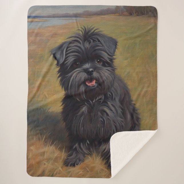 Affenpinscher Dog Ölgemälde Sherpadecke (Vorderseite)