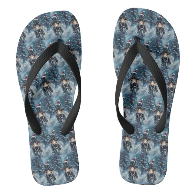 Affenpinscher Dog Riding Motorrad Weihnachten Flip Flops (Fußbett)