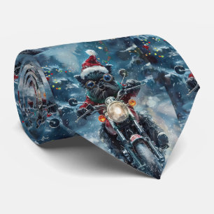 Affenpinscher Dog Riding Motorrad Weihnachten Krawatte