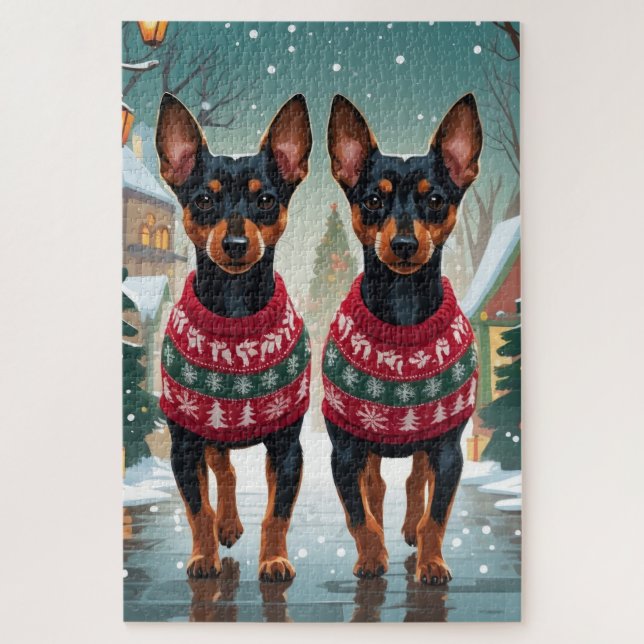 Affenpinscher Dogs Christmas Snow Holiday (Vertikal)