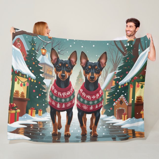 Affenpinscher Dogs Christmas Snow Holiday Fleecedecke (Beispiel)