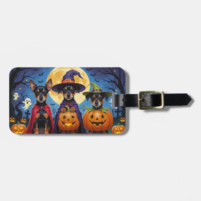 Affenpinscher Dogs Pumpkin Halloween Funny Gepäckanhänger (Vorderseite horizontal)
