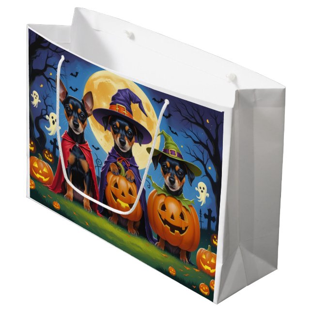 Affenpinscher Dogs Pumpkin Halloween Funny Große Geschenktüte (Vorderseite Schrägansicht)