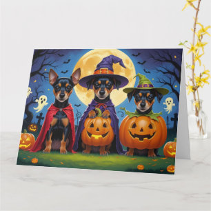 Affenpinscher Dogs Pumpkin Halloween Funny Karte