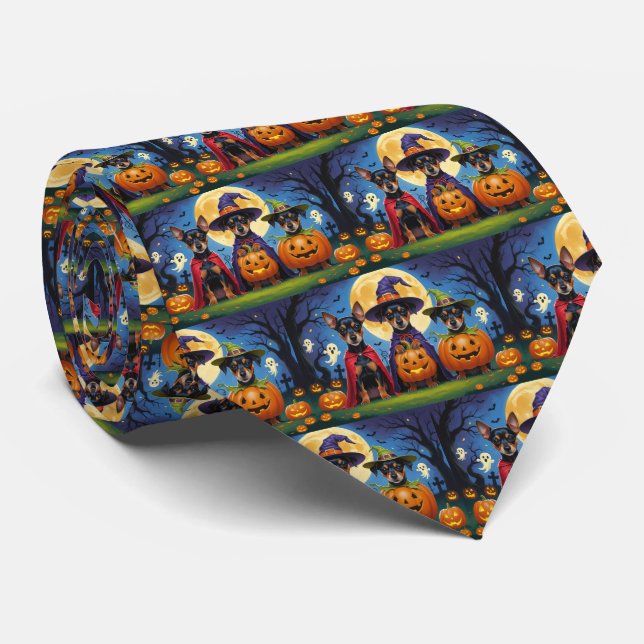 Affenpinscher Dogs Pumpkin Halloween Funny Krawatte (Gerollt)
