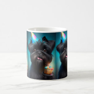 Affenpinscher feiert Geburtstags-Ballon-Torte Kaffeetasse