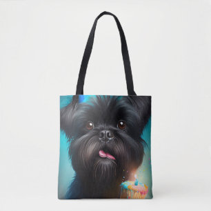 Affenpinscher feiert Geburtstags-Ballon-Torte Tasche