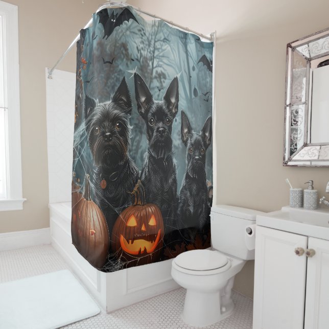 Affenpinscher Halloween-Nachtdoggie Delight Duschvorhang (Beispiel)