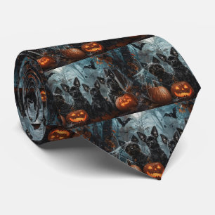 Affenpinscher Halloween-Nachtdoggie Delight Krawatte