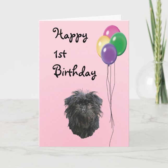 Affenpinscher Happy 1. Geburtstag Karte (Vorderseite)
