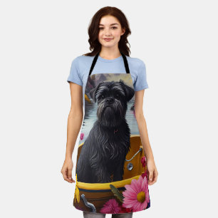 Affenpinscher Hund auf einem Paddel: Ein landschaf Schürze