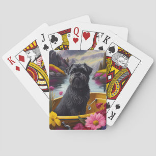 Affenpinscher Hund auf einem Paddel: Ein landschaf Spielkarten