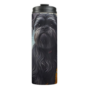 Affenpinscher Hund auf einem Paddel: Ein landschaf Thermosbecher