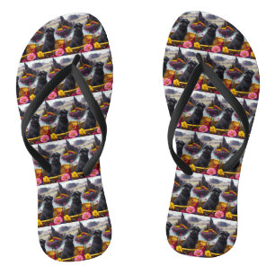 Affenpinscher Hund auf einem Paddle: Ein Landschaf Flip Flops