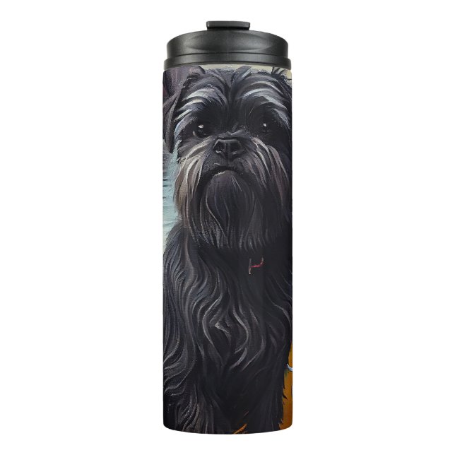 Affenpinscher Hund auf einem Paddle: Ein Landschaf Thermosbecher (Vorderseite)
