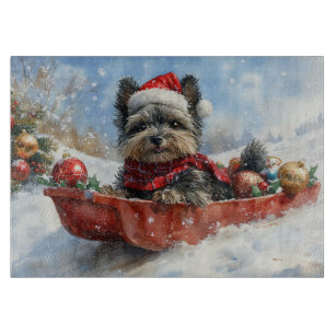 Affenpinscher Hund im Schlitten Lass es schneien W Schneidebrett