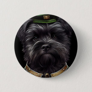 Affenpinscher-Hund im St. Patrick's Day-Kleid Button