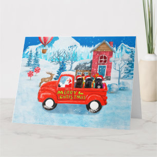 Affenpinscher Hund im Weihnachtslieferwagen Karte