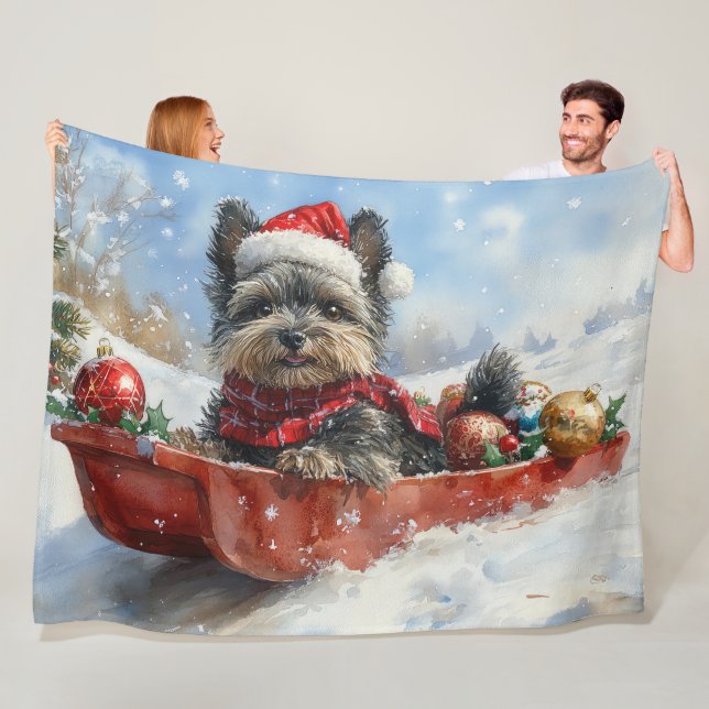 Affenpinscher Hund in Sledge Let it Snow Christmas Fleecedecke (Beispiel)