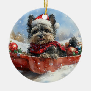 Affenpinscher Hund in Sledge Let it Snow Christmas Keramik Ornament