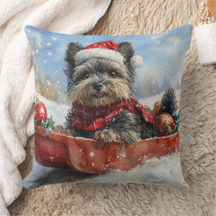 Affenpinscher Hund in Sledge Let it Snow Christmas Kissen