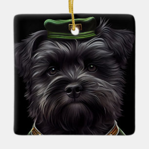 Affenpinscher Hund in St. Patrick's Day Dress Keramikornament