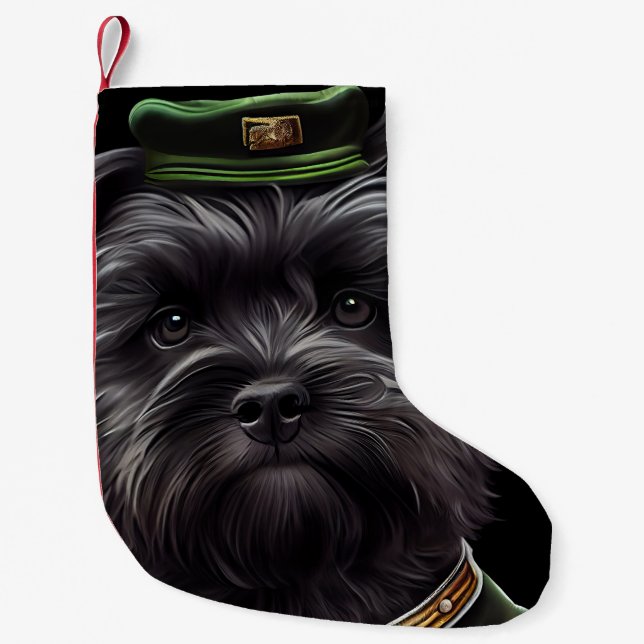 Affenpinscher Hund in St. Patrick's Day Dress Kleiner Weihnachtsstrumpf (Vorderseite)