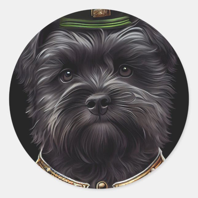 Affenpinscher Hund in St. Patrick's Day Dress Runder Aufkleber (Vorderseite)