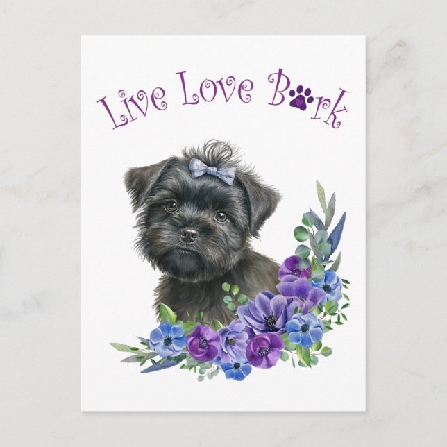 Affenpinscher Hund Mama Floral Postkarte (Vorderseite)