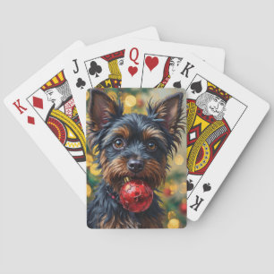 Affenpinscher Hund mit Weihnachtsdekoration Spielkarten