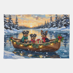 Affenpinscher-Hund Weihnachten Boot Feiertag Geschirrtuch