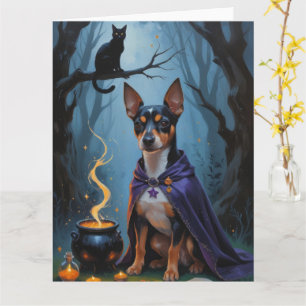 Affenpinscher Hund Whimsikale Halloween-Malerei Karte
