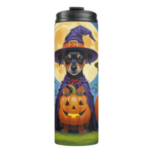Affenpinscher Hunde Kürbis Halloween Lustig Thermosbecher