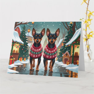 Affenpinscher Hunde Weihnachtsschneeurlaub Karte