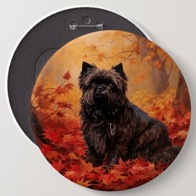 Affenpinscher im Herbst Leaves Fall Inspiriert Button (Vorne & Hinten)