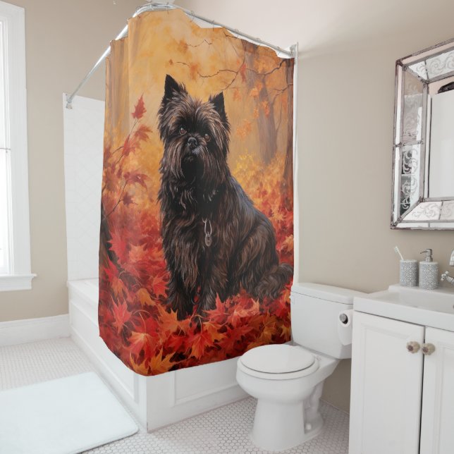 Affenpinscher im Herbst Leaves Fall Inspiriert Duschvorhang (Beispiel)