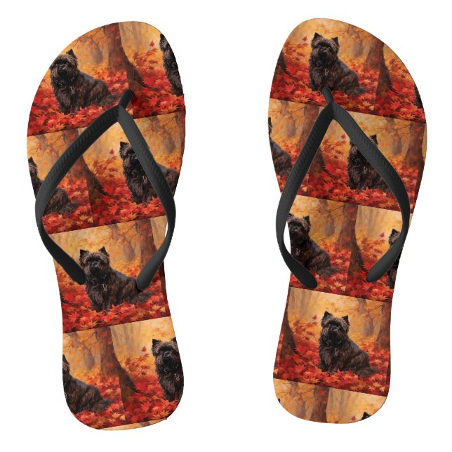 Affenpinscher im Herbst Leaves Fall Inspiriert Flip Flops (Fußbett)