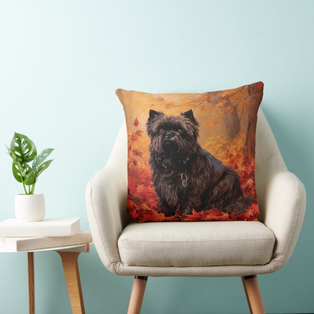 Affenpinscher im Herbst Leaves Fall Inspiriert Kissen (Stuhl )