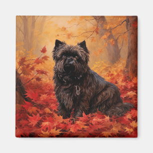 Affenpinscher im Herbst Leaves Fall Inspiriert Magnet