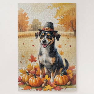Affenpinscher im Herbstlaub-Erntedank-Kunst