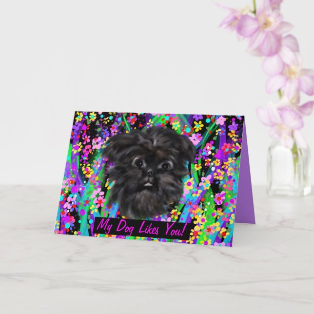 AFFENPINSCHER KARTE (Orchidee)