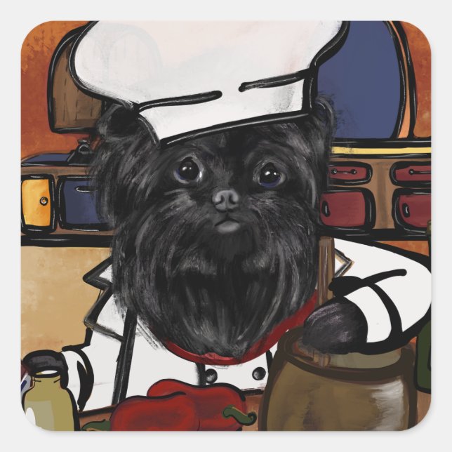 Affenpinscher Koch Quadratischer Aufkleber (Vorderseite)