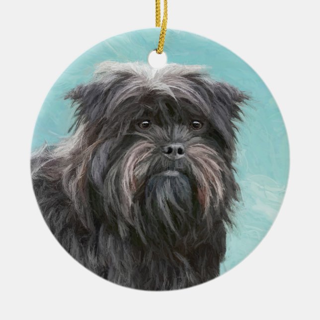 Affenpinscher Malerei - Niedliche Original Dog Art Keramik Ornament (Vorne)