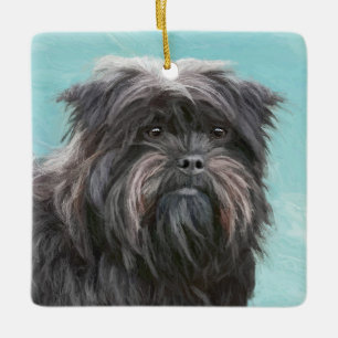 Affenpinscher Malerei - Niedliche Original Dog Art Keramikornament