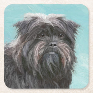 Affenpinscher Malerei - Niedliche Original Dog Art Rechteckiger Pappuntersetzer