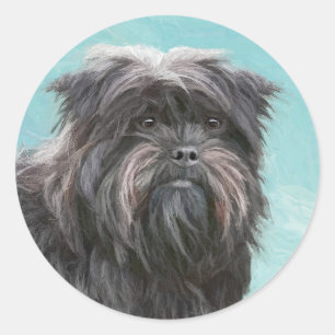 Affenpinscher Malerei - Niedliche Original Dog Art Runder Aufkleber