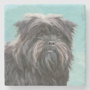 Affenpinscher Malerei - Niedliche Original Dog Art Steinuntersetzer