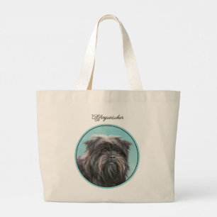 Affenpinscher Malerei Schwarz und Silberhundin Art Jumbo Stoffbeutel